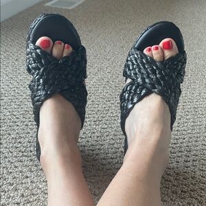 Women's Black Woven Sandals Beach by Matisse